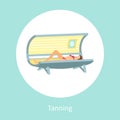 Tanning Poster with Woman Lying in Indoor Tan Case