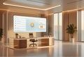 Interactive Smart Office Space with Transparent Display Enclosure Royalty Free Stock Photo