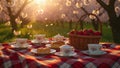 Sun-dappled revelry under cherry blossom canopies Royalty Free Stock Photo