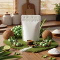 Miniature People Making Indonesian Sweet Rice Balls (Klepon) with Product Mockup Royalty Free Stock Photo