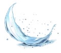 Tansparent water splashes, drops isolated on transparent background. Water waves with air bubbles. Water crown splashes with drops Royalty Free Stock Photo