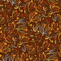 Tansy twigs pattern. Brown dark autumn background.