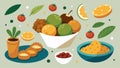 A tantalizing array of Mediterranean delights featuring juicy olives crispy falafel and smooth hummus.. Vector