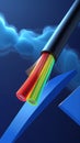 Tantalizing Close-Up of Fiber Optic Cable with Blue Gradient Transition Background Royalty Free Stock Photo