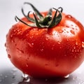 Red Tomato in Water Droplets