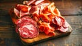 Wooden Cutting Board With Slices of Jamon Ham