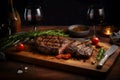 Tantalizing Grilled steak table. Generate Ai Royalty Free Stock Photo