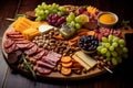 Tantalizing Meat cheese tray. Generate Ai Royalty Free Stock Photo