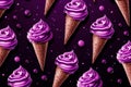 Tantalizing Purple ice cream pattern. Generate Ai