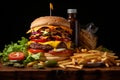 Iconic Culinary Pair: Fresh Cheeseburger & Crispy Fries