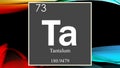 Tantalum chemical element symbol on dark colored abstract background