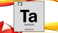 Tantalum chemical element symbol on wide colored background