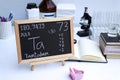 Tantalum and symbol structural formula chemical on the blackboard