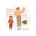 Tantrum at a store isolated cartoon vector illustration.