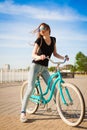 Tanya. bicycle city Royalty Free Stock Photo