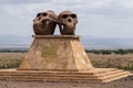 Statue at the Olduvai Gorge Museum (Ngorongoro Conservation Area). Human Skulls of Paranthropus