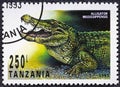 TANZANIA - CIRCA 1993: A stamp printed in Tanzania shows Alligator Mississippiensis, Reptiles of Tanzania serie, circa 1993