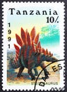 TANZANIA - CIRCA 1991: a stamp printed in Tanzania shows dinosaur Stegosaurus, circa 1991