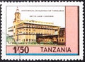 TANZANIA - CIRCA 1983: A stamp printed in Tanzania shows historical building of Tanzania - Biet el Ajaib in Zanzibar Royalty Free Stock Photo