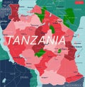 Tanzania country detailed editable map