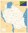 Tanzania - detailed map with administrative divisions and country flag