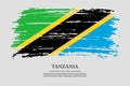 Tanzania flag with brush stroke effect and information text poster, vector