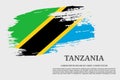 Tanzania flag grunge brush and poster, vector