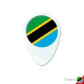 Tanzania flag location map pin icon on white background Royalty Free Stock Photo