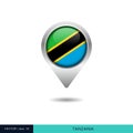 Tanzania flag map pin vector design template. Royalty Free Stock Photo