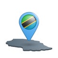 Tanzania flag map pin on white Royalty Free Stock Photo