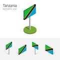 Tanzania flag, vector set of 3D isometric flat icons Royalty Free Stock Photo