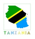 Tanzania Logo. Map of Tanzania with country name.