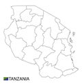 Tanzania map, black and white detailed outline regions of the country