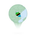 Tanzania map, stylish location icon with Tanzania map and flag Royalty Free Stock Photo