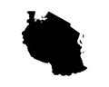 Tanzania Map. Tanzanian Country Map. Black and White National Nation Geography Outline Border Boundary Territory Shape Vector Illu