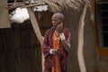 TANZANIA, MASAI VILLAGE - JANUARY 2020: Maasai man people in native masai village Engare Sero on the coast of Natron