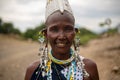 TANZANIA, MASAI VILLAGE - JANUARY 2020: Portrait of Maasai woman people in native masai village Engare Sero on the coast