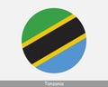 Tanzania Round Circle Flag. Tanzanian Circular Button Banner Icon. EPS Vector