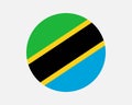 Tanzania Round Country Flag. Tanzanian Circle National Flag