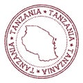 Tanzania round rubber stamp with country map.