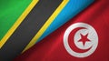 Tanzania and Tunisia two flags textile cloth, fabric texture