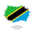 Tanzania Union Day, 26 april greeting card with brush stroke background in tanzanian national colors.