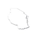 Tanzania - white 3D silhouette map of country area with dropped shadow on white background. Simple flat vector