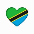 Tanzanian flag heart-shaped sign. Vector illustration.