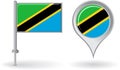 Tanzanian pin icon and map pointer flag. Vector