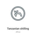 Tanzanian shilling outline vector icon. Thin line black tanzanian shilling icon, flat vector simple element illustration from