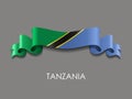 Tanzanian flag wavy ribbon background. Vector illustration.