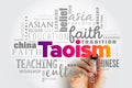 Taoism refers to a school of philosophical thought, word cloud concept background Royalty Free Stock Photo