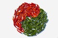 Taoism symbol form red and green chilli