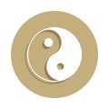 Taoism Taijitu sign icon in badge style. One of religion symbol collection icon can be used for UI, UX